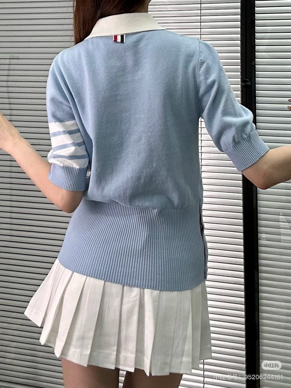 Test2-Thom Browne Dog Motif Knit Polo Shirt — back