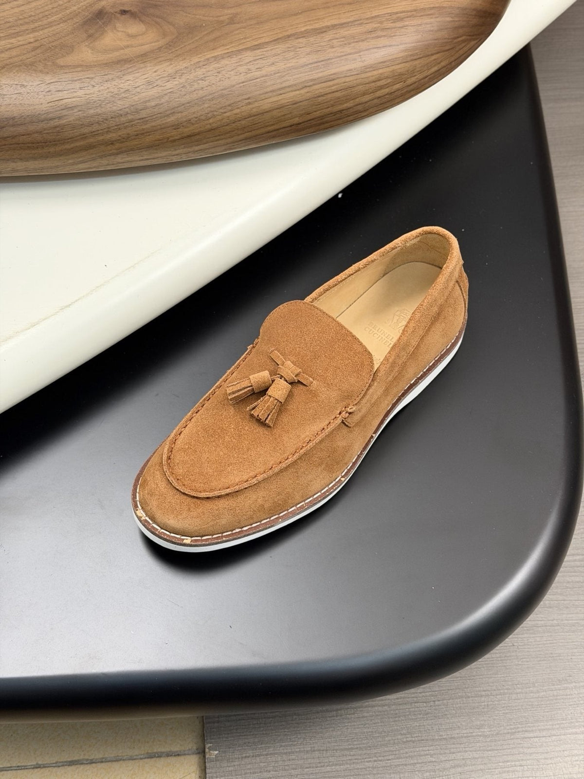 Brunello Cucinelli Tan Brown Tassel Loafers — front