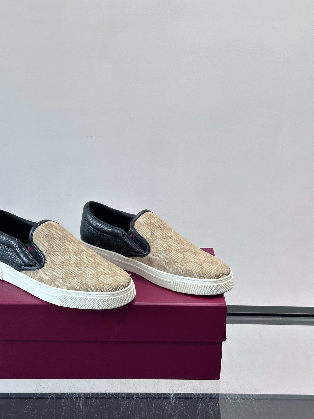 Gucci Patterned Slip-On Shoes — side