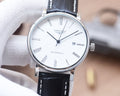 Silver Black White Dial Leather Strap Watch — hero