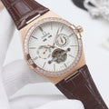 OMEGA Rose Gold Brown White Dial Strap Watch — hero
