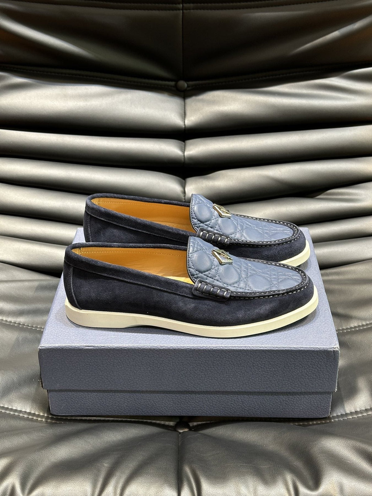 Dior Patterned Panel Loafers — side