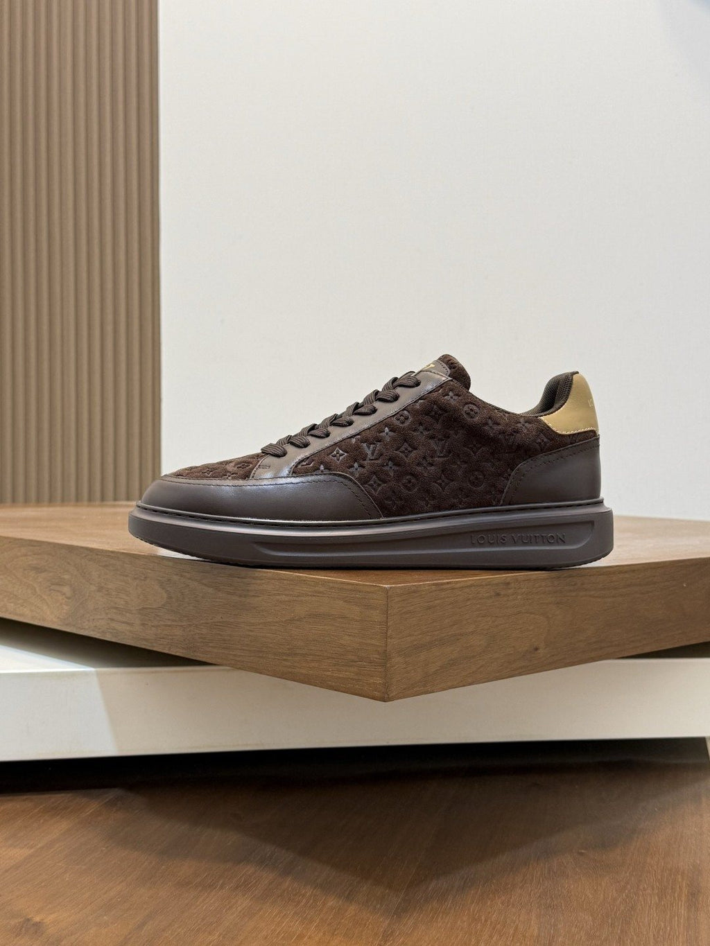 Louis Vuitton Pale Olive Monogram Low-Top Sneakers — side