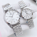 OMEGA Silver White Dial Bracelet Couple Watch Set — hero