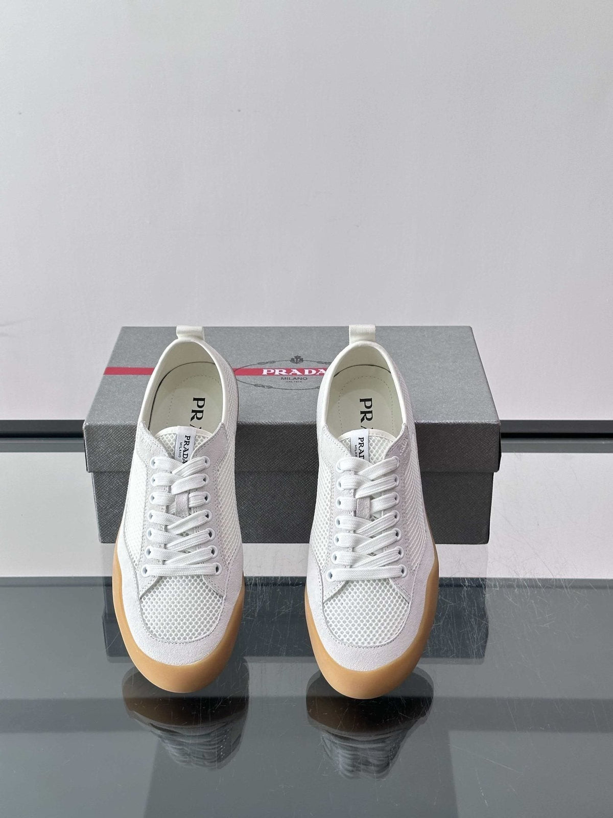 Prada Low-Top Perforated Sneakers — front
