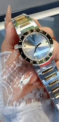 Bvlgari Two Tone Gold Blue Dial Bracelet Watch — hero