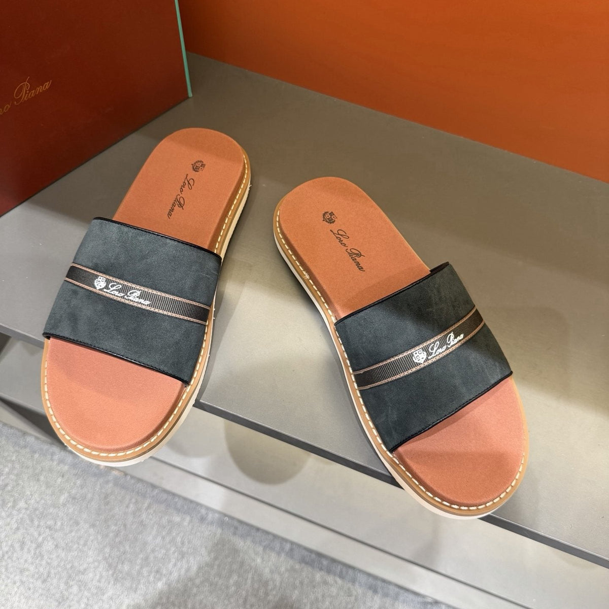 Loro Piana Cross-Strap Men's Slide Sandals — side