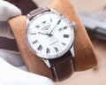 Silver Brown White Dial Leather Strap Watch — hero