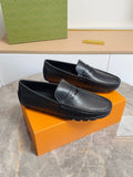 Louis Vuitton Black Leather Lug Sole Loafers — hero