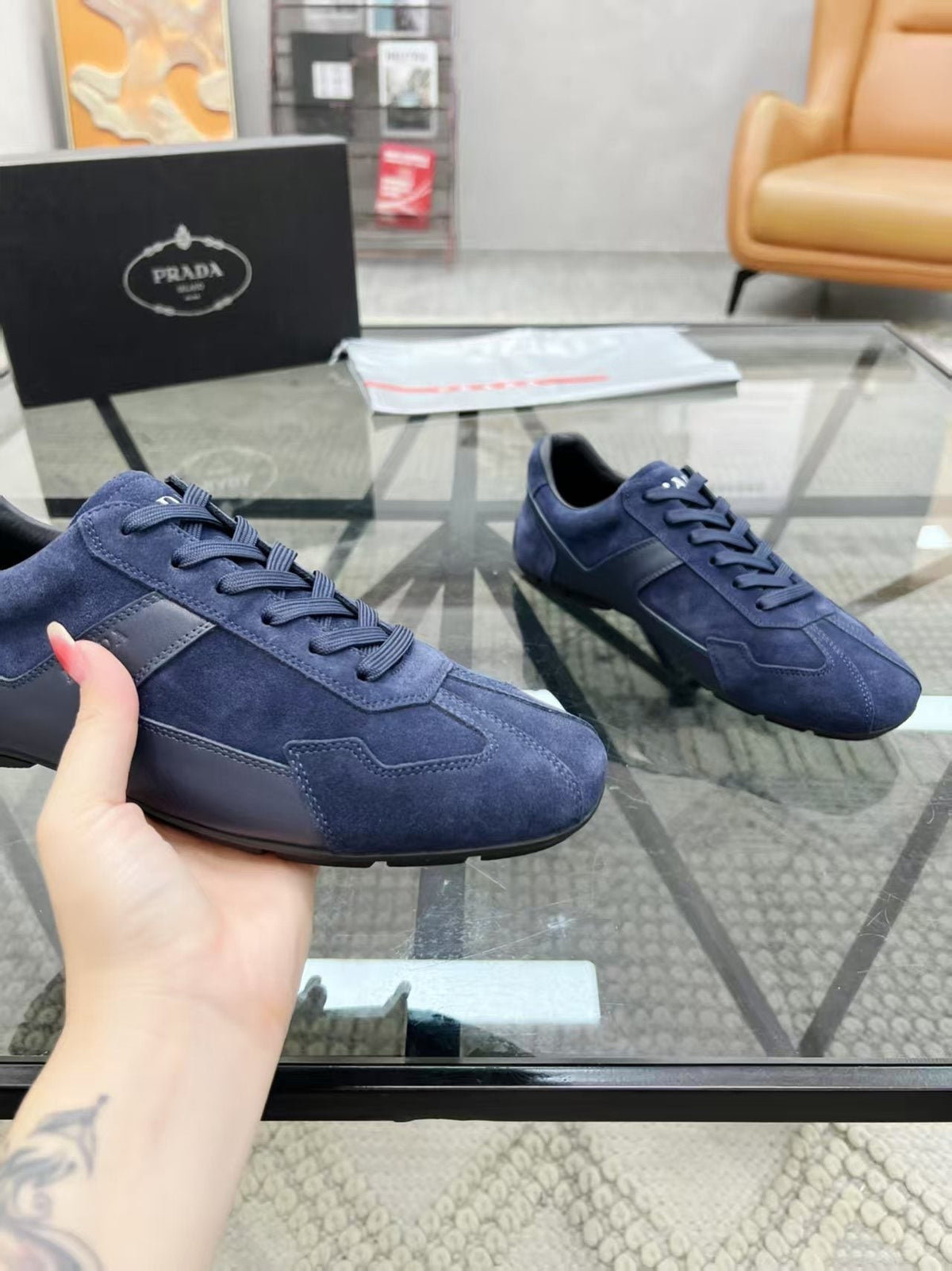 Prada Panel Lace-Up Sneakers — side