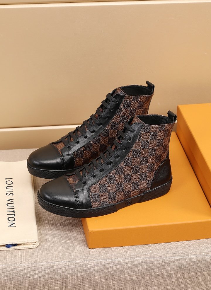 Louis Vuitton Checkerboard High-Top Boots — front