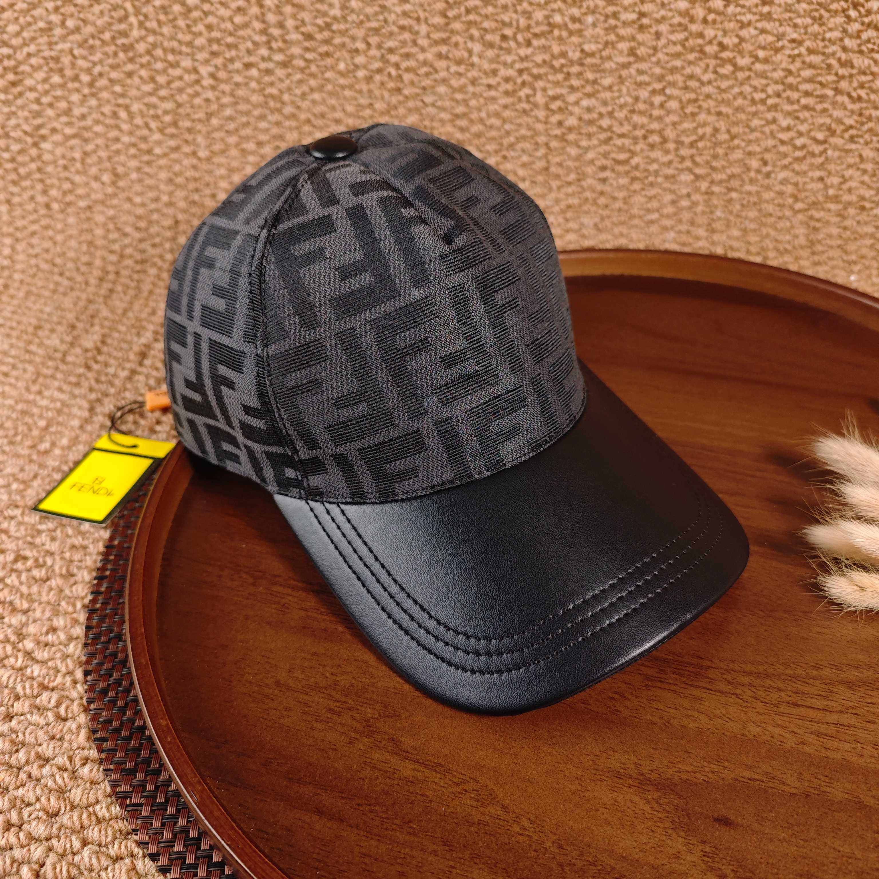 FENDI FF Monogram Leather Brim Baseball Cap