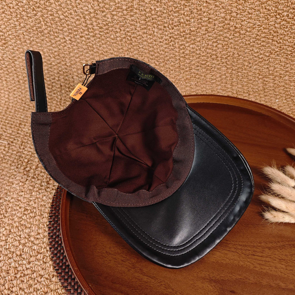 FENDI FF Monogram Leather Brim Baseball Cap