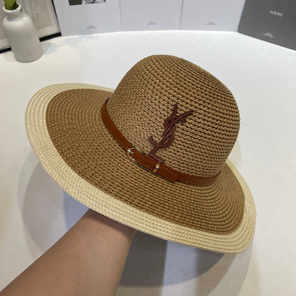 SAINT LAURENT Raffia Wide Brim Sun Hat