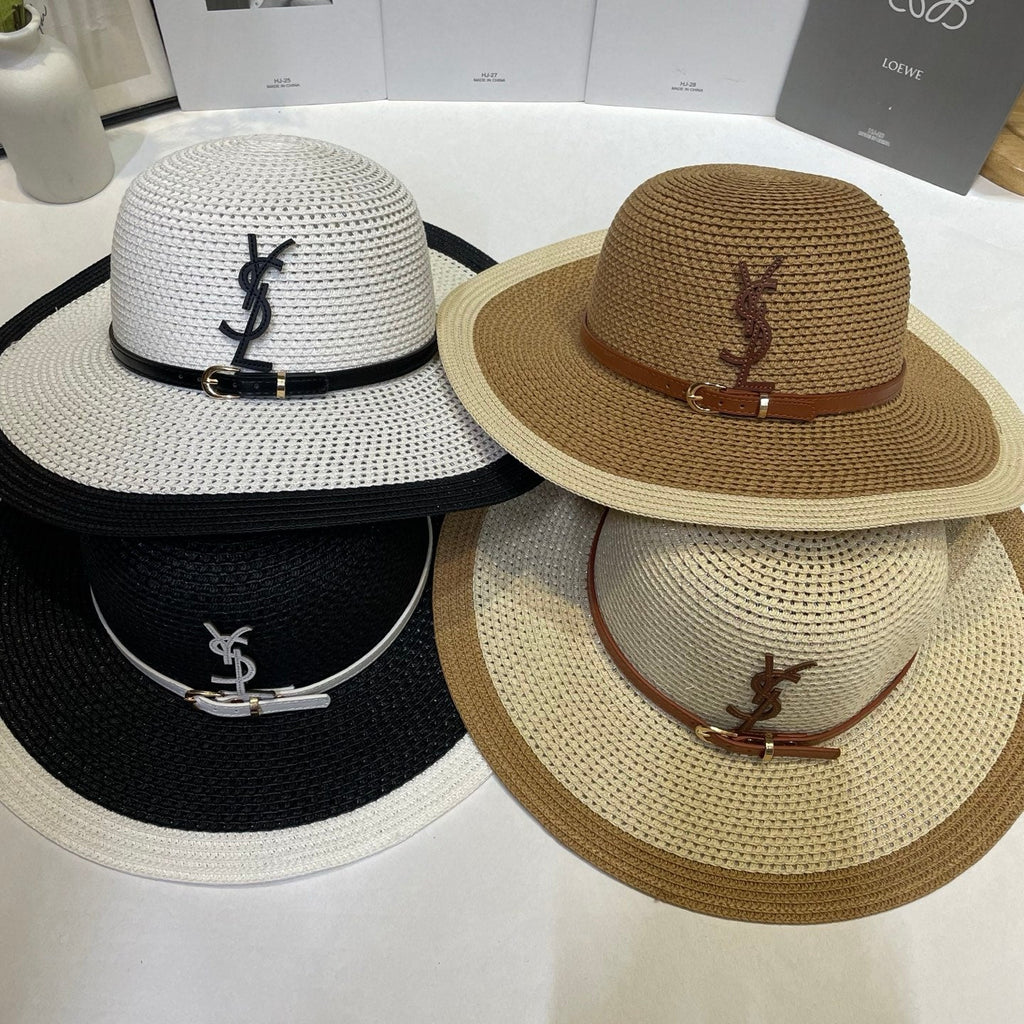 SAINT LAURENT Raffia Wide Brim Sun Hat