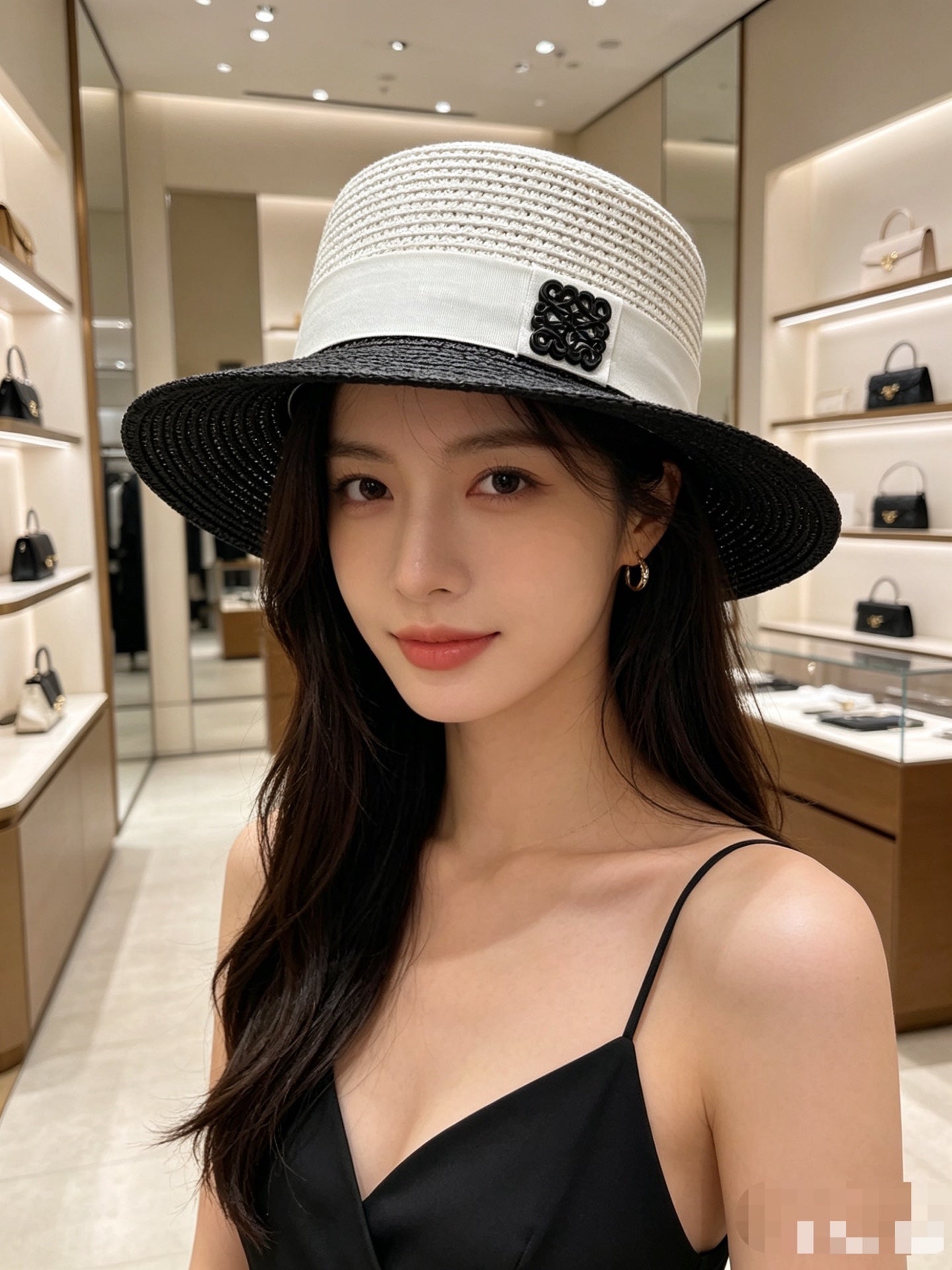 LOEWE Color-Block Flat-Top Hat