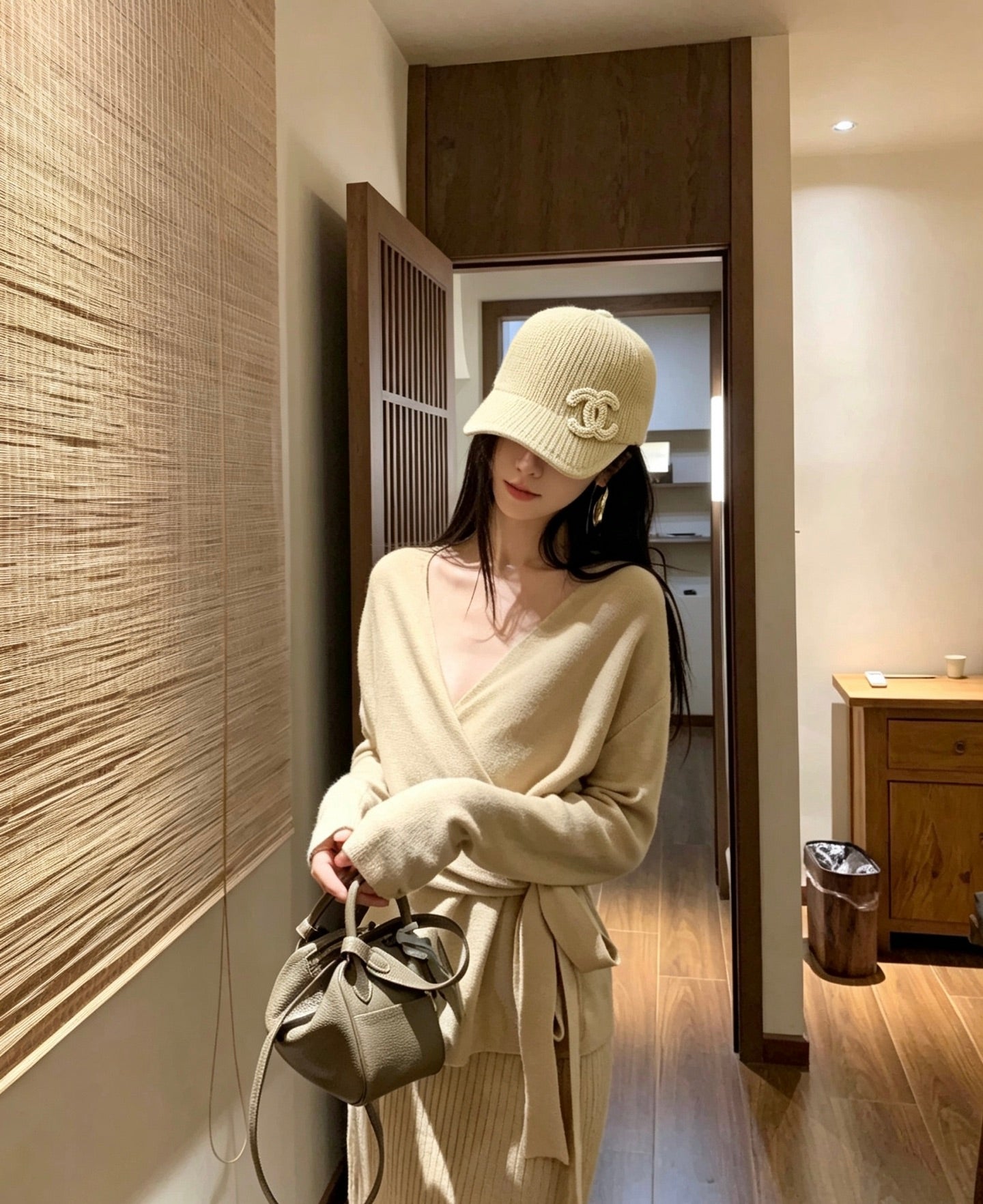 CHANEL Knit Equestrian Cap