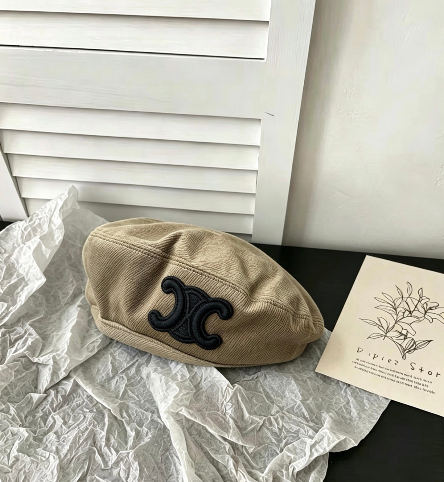CELINE Triomphe Corduroy Beret