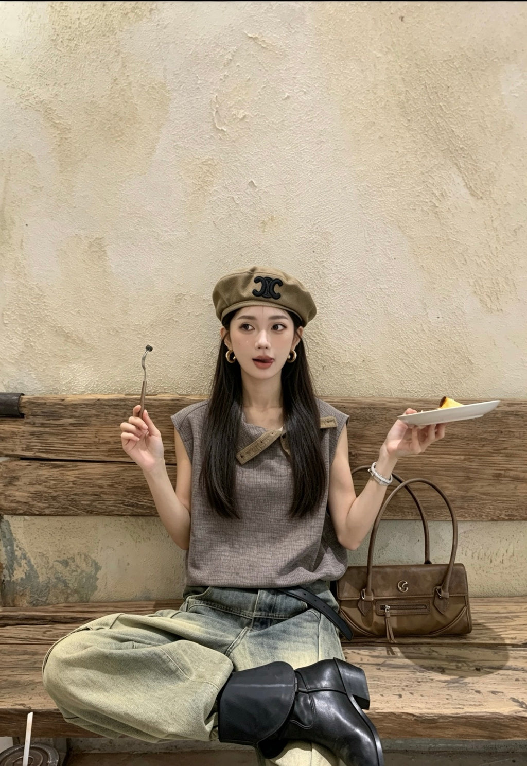 CELINE Triomphe Corduroy Beret