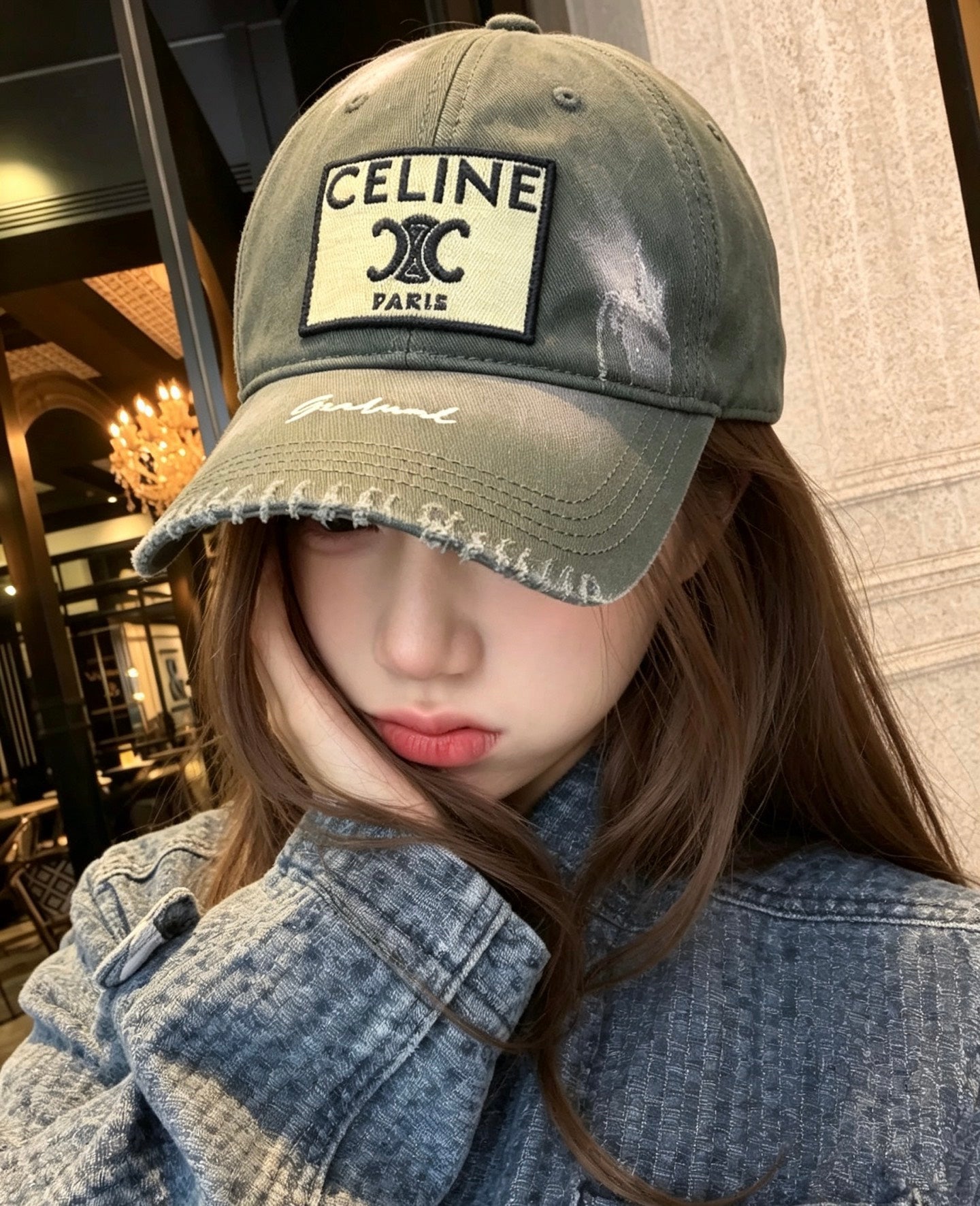 CELINE Triomphe Vintage Patch Baseball Cap