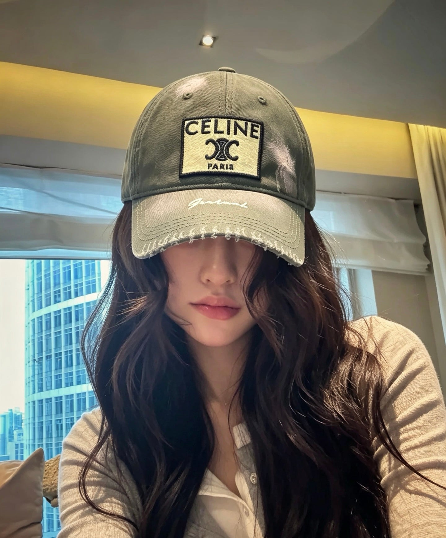 CELINE Triomphe Vintage Patch Baseball Cap