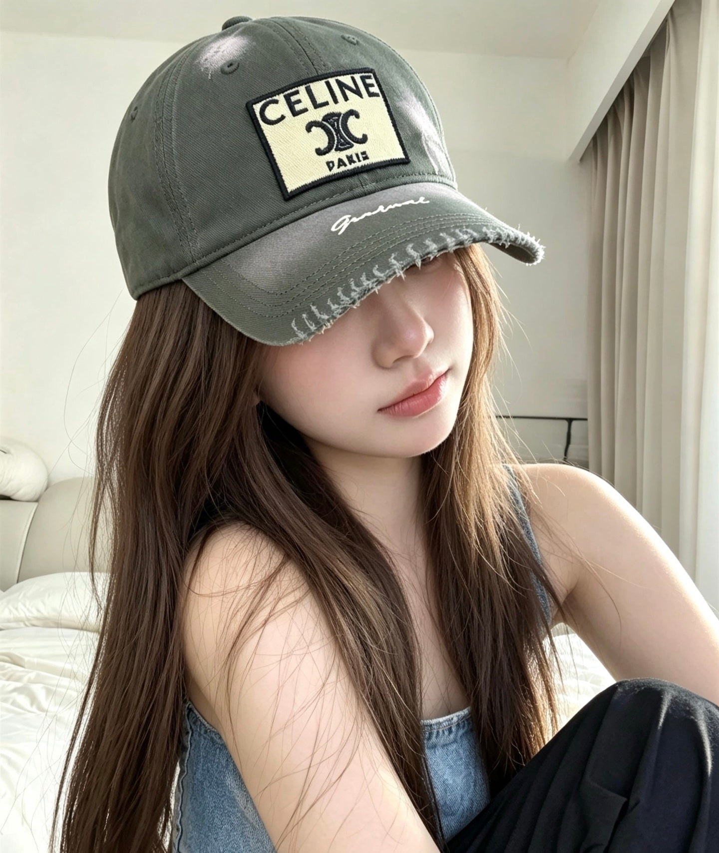 CELINE Triomphe Vintage Patch Baseball Cap