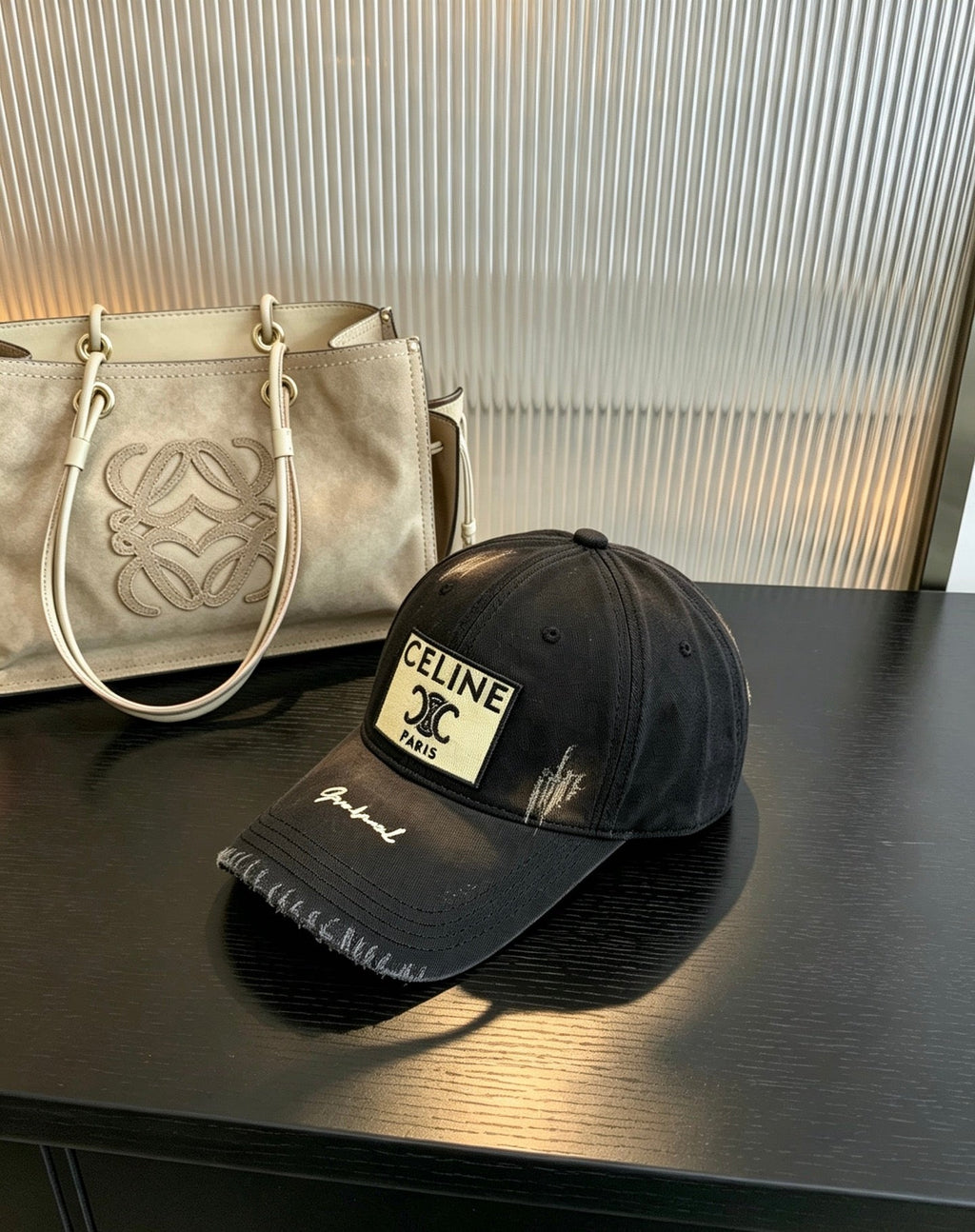 CELINE Triomphe Vintage Patch Baseball Cap