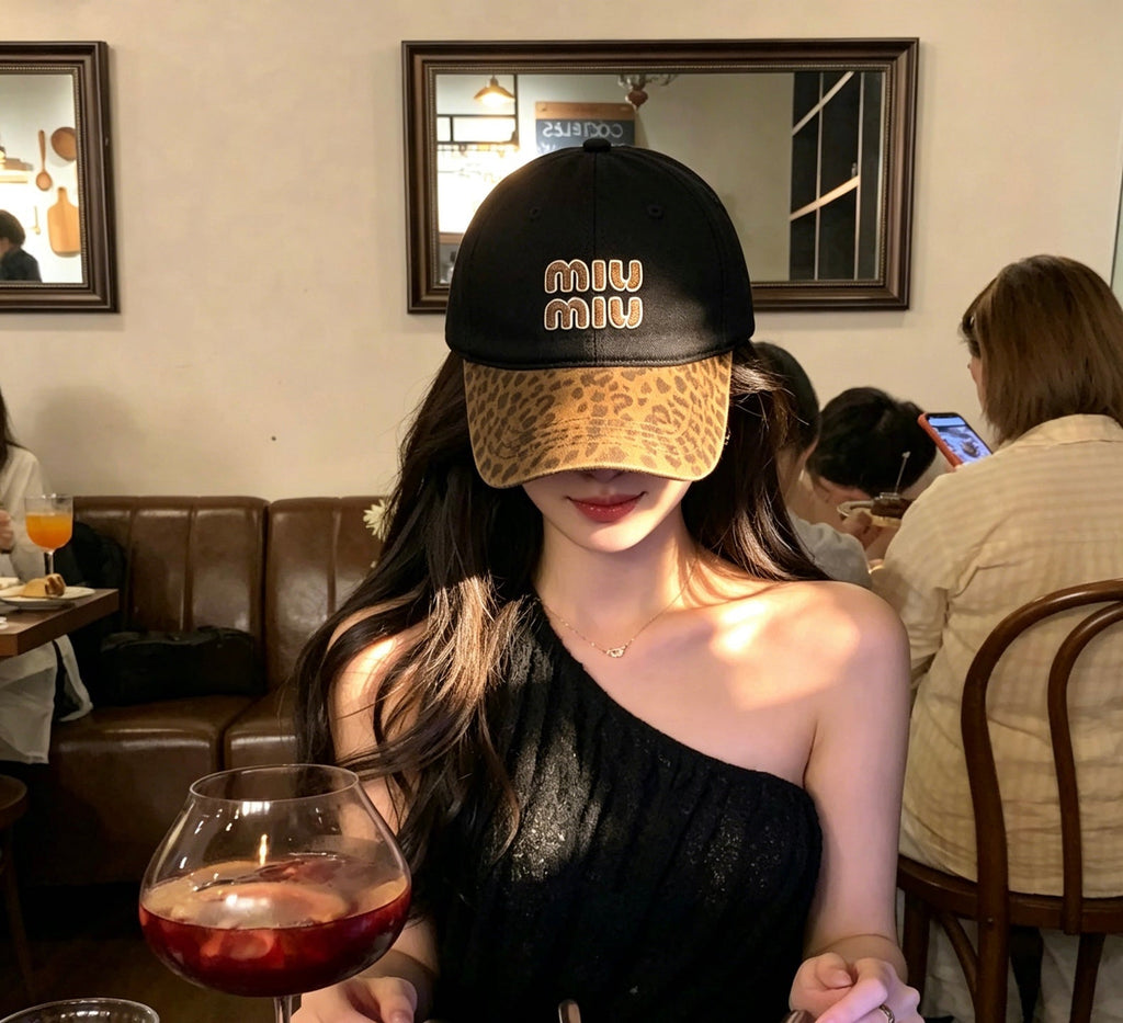 MIU MIU Leopard Brim Baseball Cap