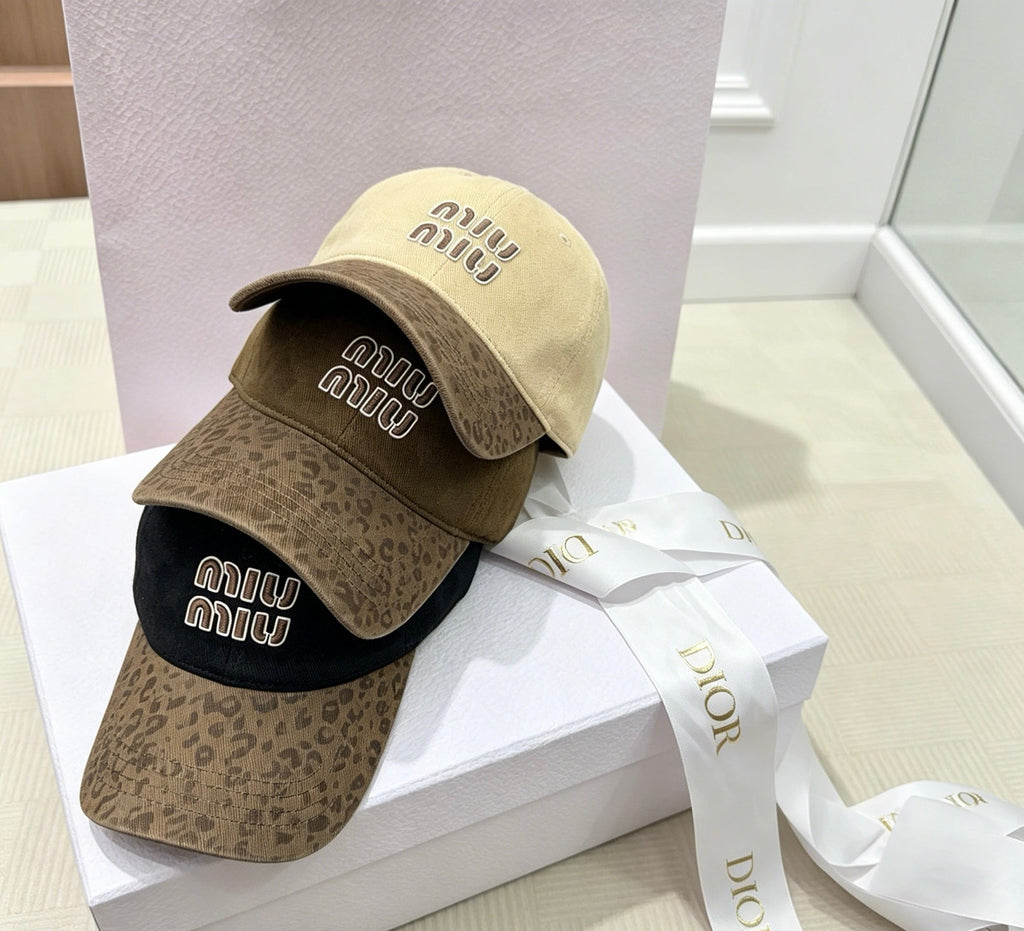 MIU MIU Leopard Brim Baseball Cap