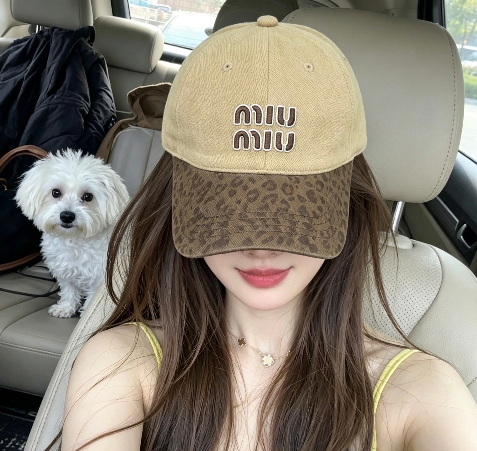 MIU MIU Leopard Brim Baseball Cap