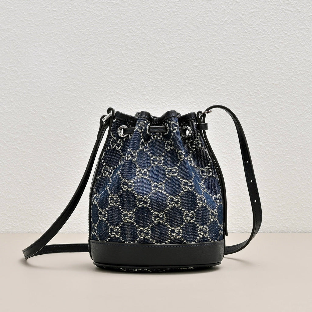 GUCCI Generation GG Denim Bucket Bag
