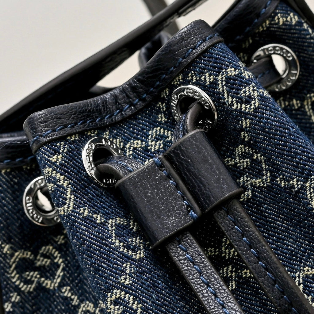 GUCCI Generation GG Denim Bucket Bag