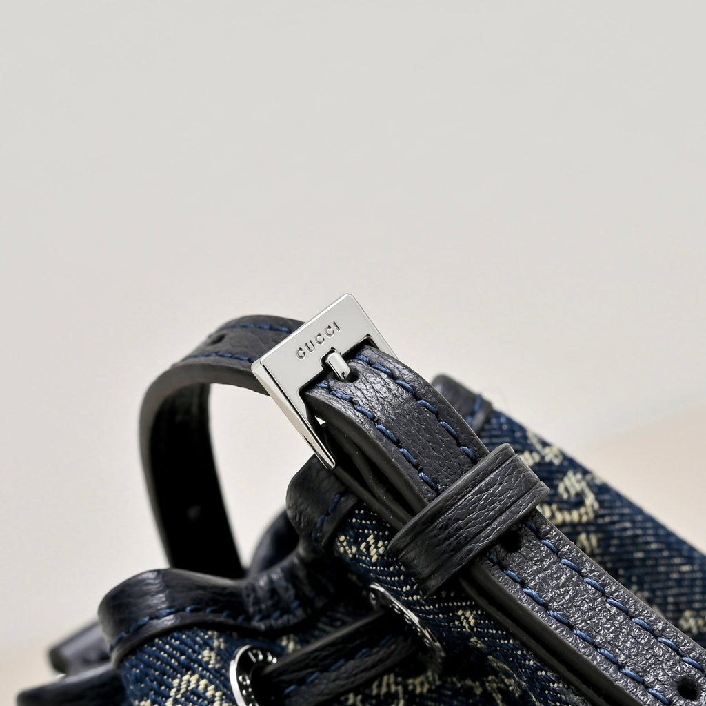 GUCCI Generation GG Denim Bucket Bag