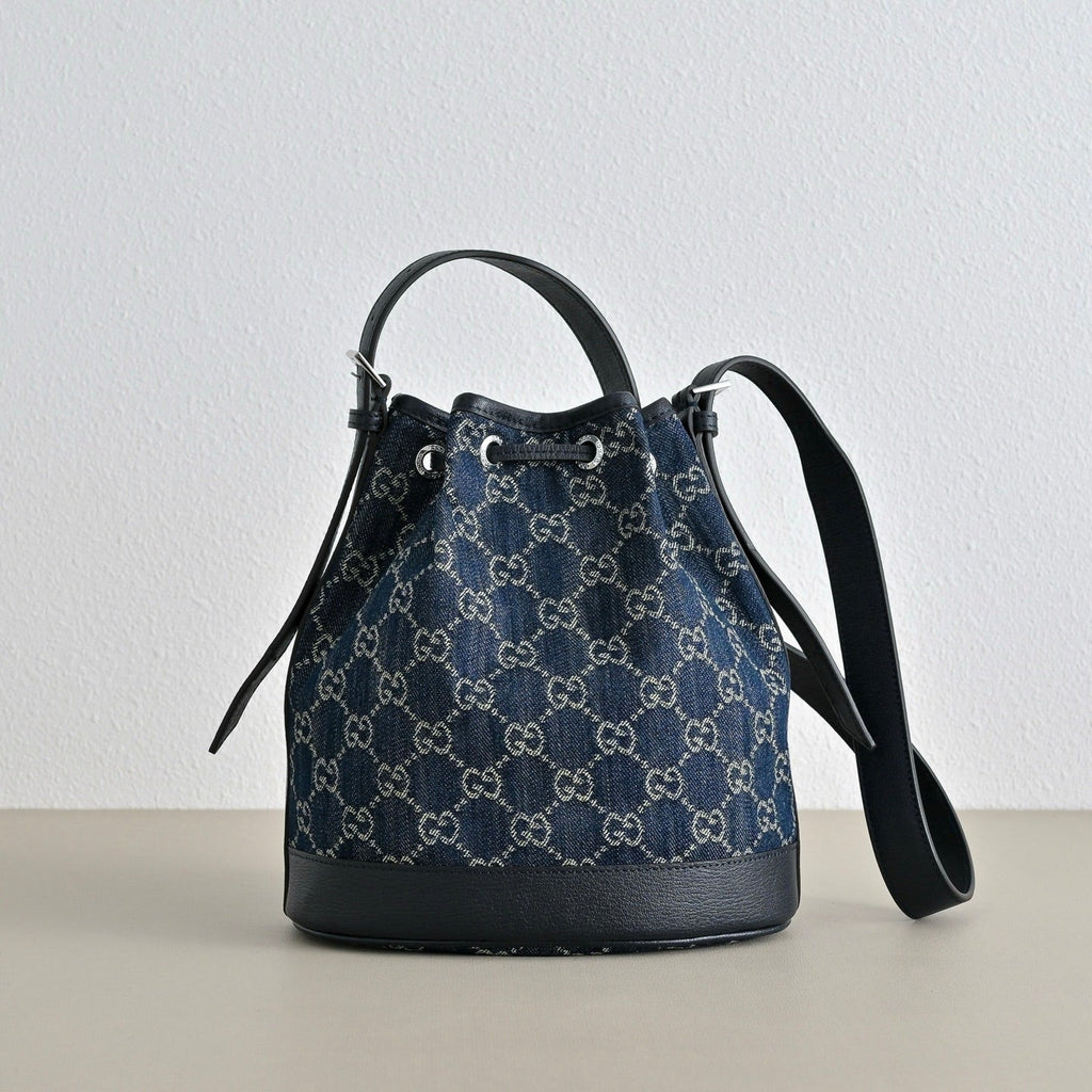 GUCCI Generation GG Denim Bucket Bag