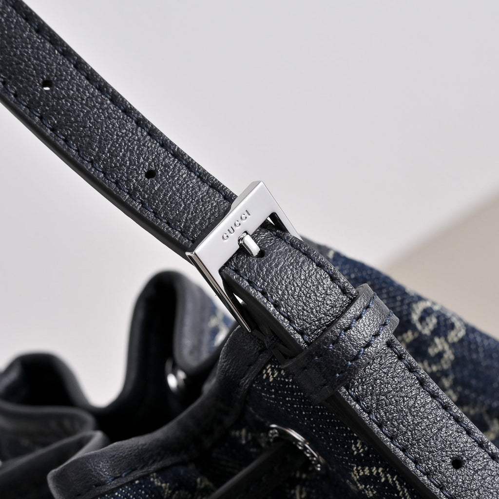 GUCCI Generation GG Denim Bucket Bag