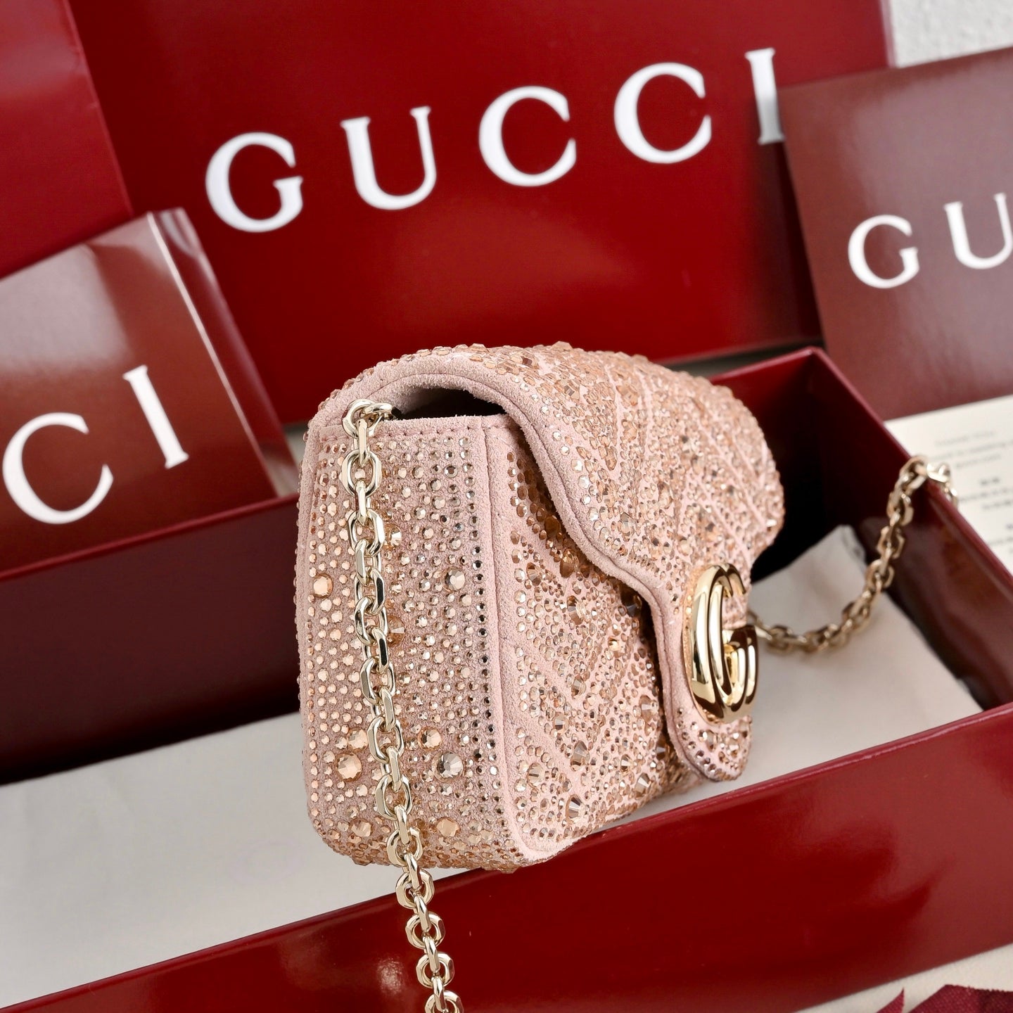 GUCCI Marmont Crystal Shoulder Bag