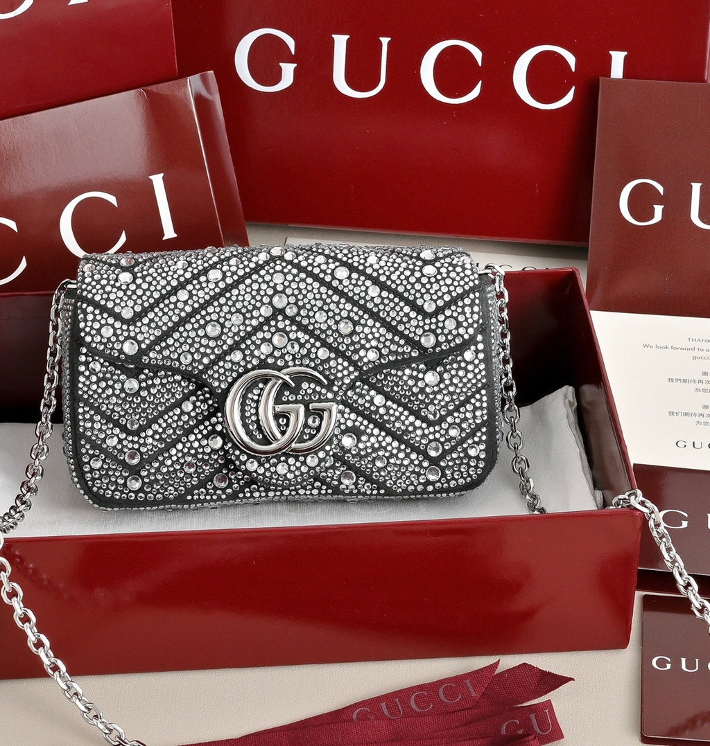 GUCCI GG Marmont Crystal Shoulder Bag