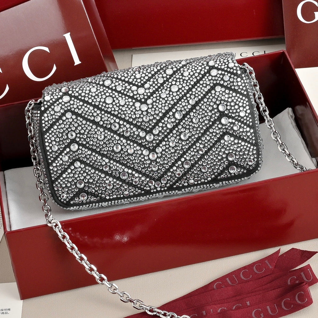 GUCCI GG Marmont Crystal Shoulder Bag