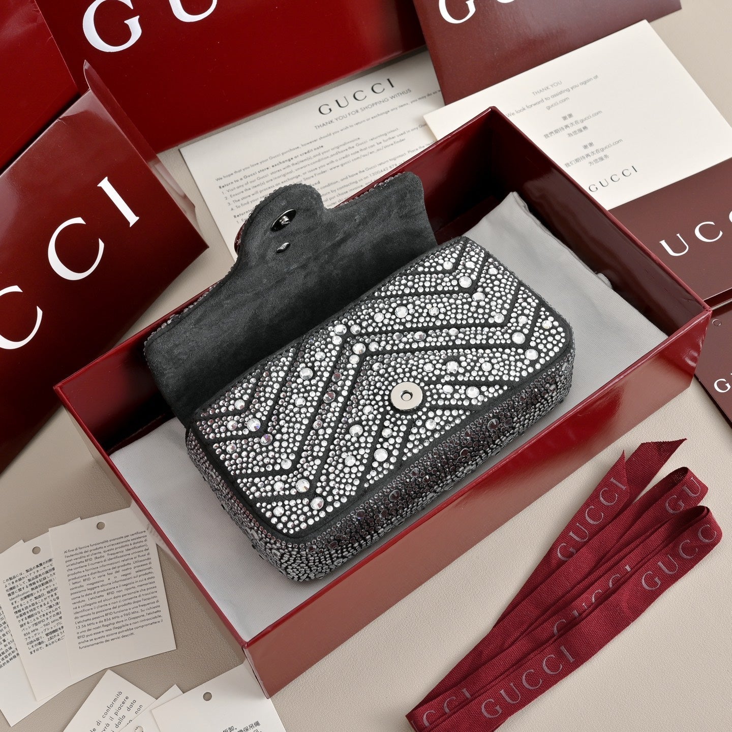 GUCCI GG Marmont Crystal Shoulder Bag