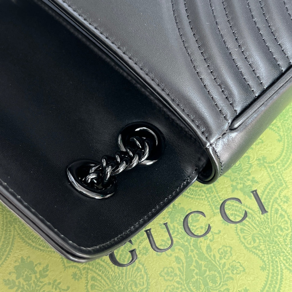 Gucci GG Marmont Black Matelassé Shoulder Bag
