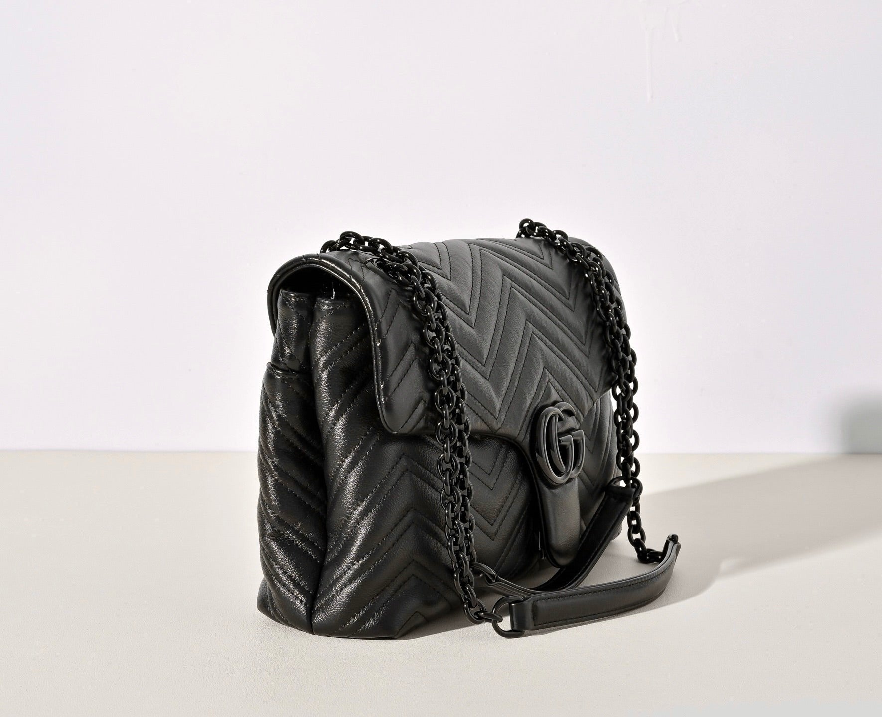 Gucci GG Marmont Pleated Calfskin Shoulder Bag