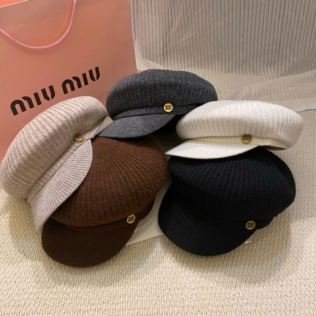 Miu Miu Knitted Baker Boy Cap
