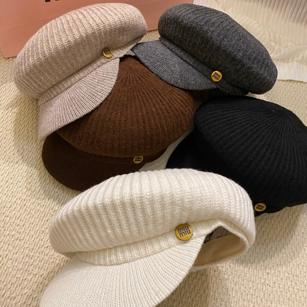 Miu Miu Knitted Baker Boy Cap