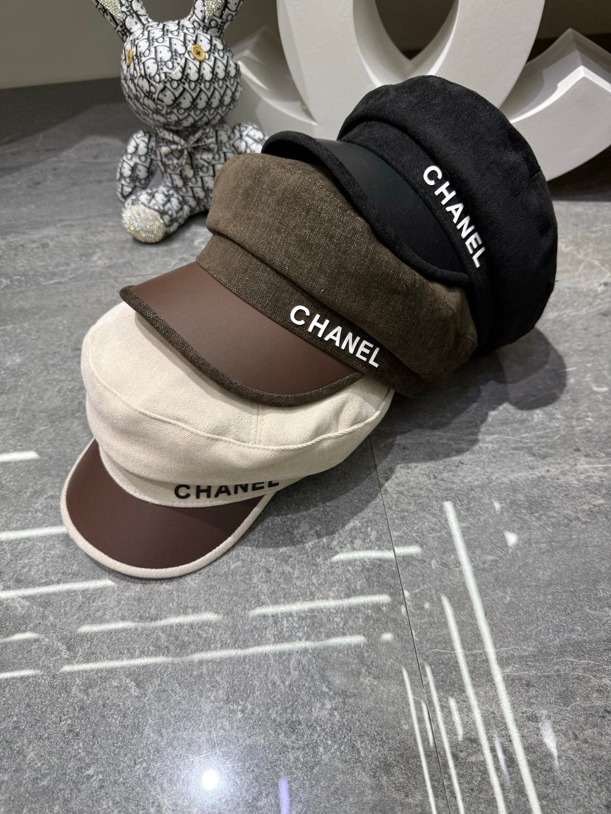 Chanel Wool & Leather Military Cap