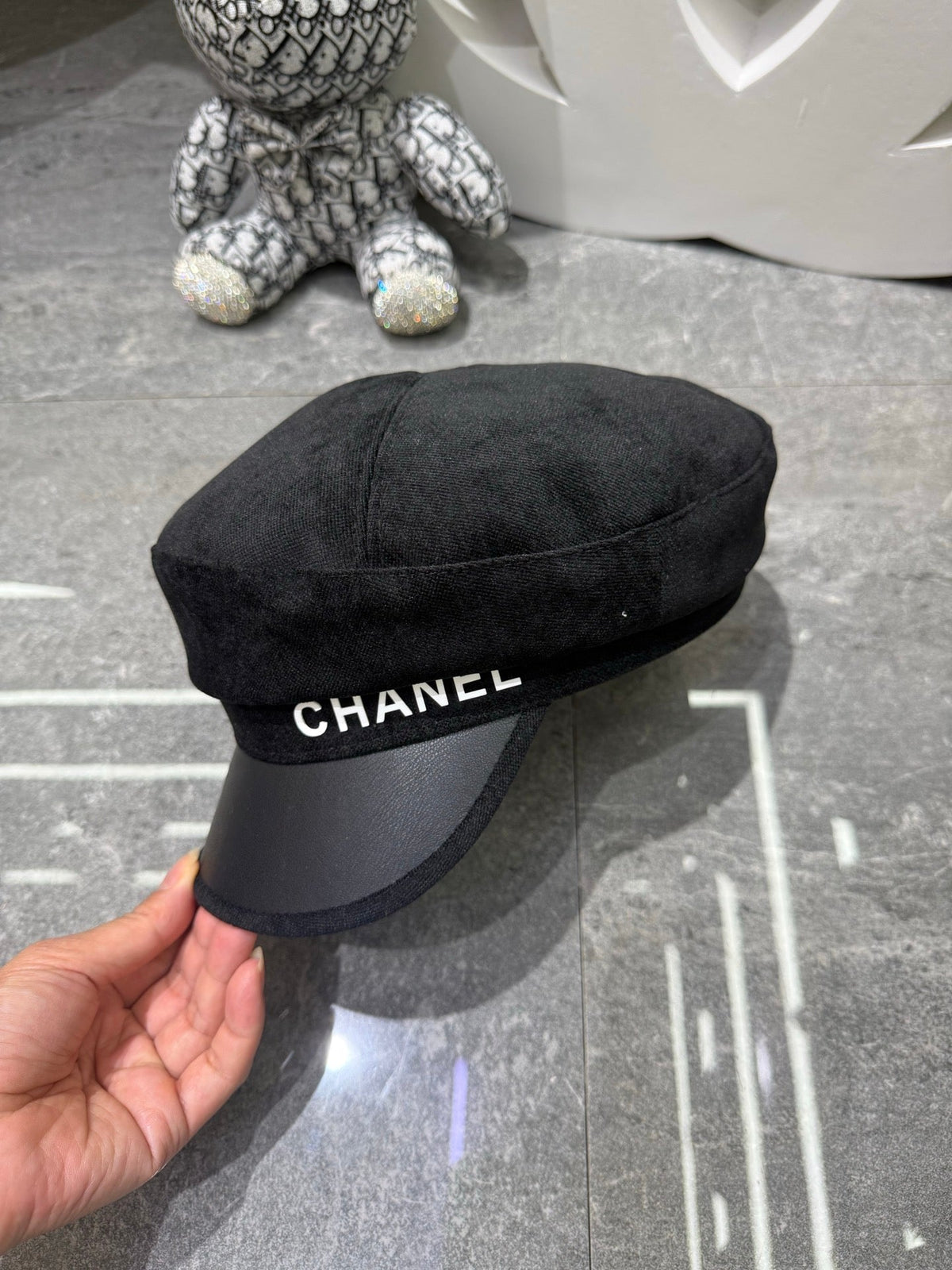Chanel Wool & Leather Military Cap