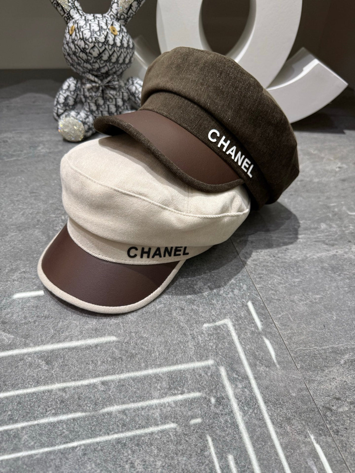 Chanel Wool & Leather Military Cap